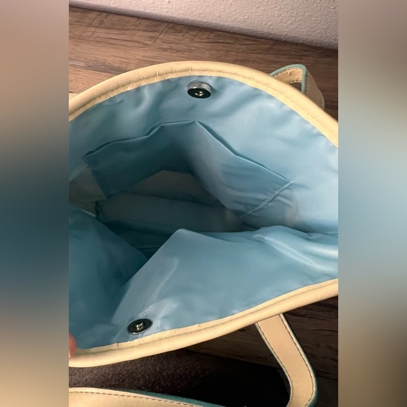 Longaberger Easter Tote bag with inside & outside pockets Spring Striped Fabric - Picture 3 of 9